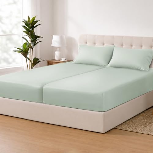 ACCURATEX Cooling Sheets for Hot Sleepers, Split Cal King Size,Sage Green