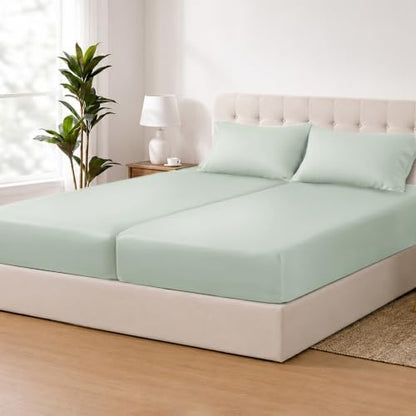 ACCURATEX Cooling Sheets for Hot Sleepers, Split Cal King Size,Sage Green