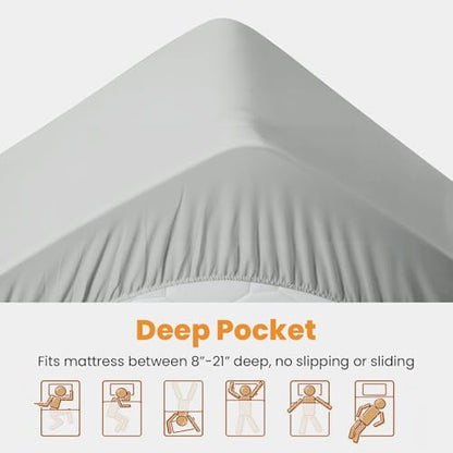 MATBEBY Twin Size Mattress Pad - Cooling Breathable Mattress Topper, Quilted Fitted Mattress Protector, Pillow Top Mattress Cover with 8-21" Deep Pocket, Machine Washable, Light Grey, 39x75 Inches