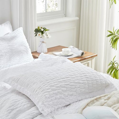 Queen Comforter Set 7 Piece, White Bed in a Bag Queen Size Bedding Sets