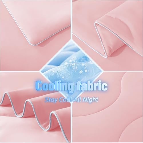 ELNIDO QUEEN Cooling Comforter for Hot Sleepers, Summer Cooling Blanket King Size for Night Sweats, Breathable All-Season Lightweight Blanket, (106x90 inch，Pink