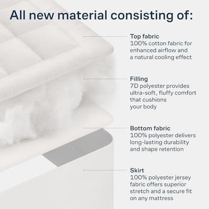 Niagara Sleep Solution 100% Cotton Top Twin XL Mattress Pad, Pillow Top