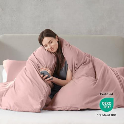 Hearth & Harbor Prewashed King Duvet Cover Set, Blush Pink
