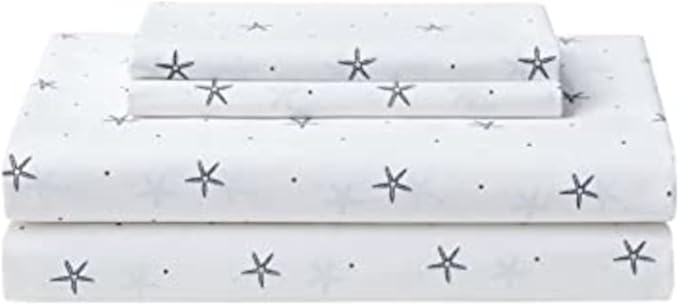 Nautica - Twin XL Sheet Set, Crisp & Tailored Cooling Sheets with a Smooth Cotton Percale Lightweight Feel - Bed Sheets with Matching Pillowcase & Fitted Sheet (Star Spangled Coastal Navy)