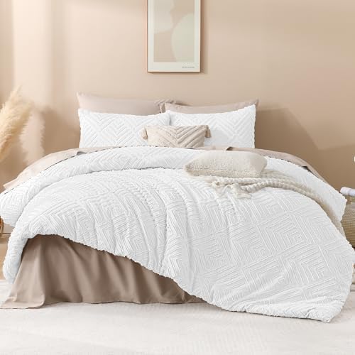 Andency White Full Size Comforter Set, 3 Pieces Boho Bedding
