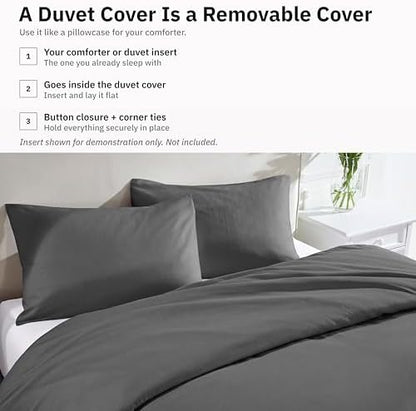 California Design Den Luxury Twin XL Duvet Cover Set, Grey