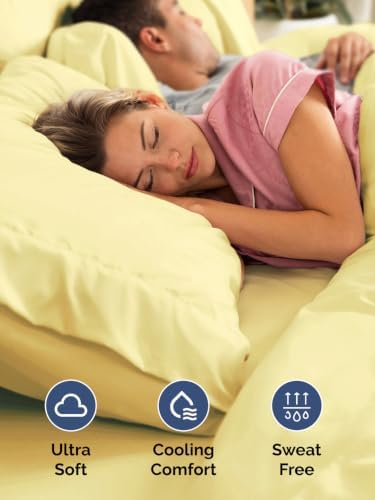 Extra Deep Pocket Twin Size Sheet Set - Breathable & Cooling - Yellow