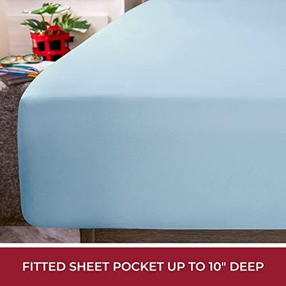 Mellanni Iconic 4-PC, Ultra Soft Sheet Set (RV/Short Queen, Blue Hydrangea)