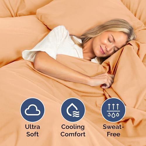 Twin Size 3 Piece Sheet Set - Ultra Soft & Cooling Sheets - Peach