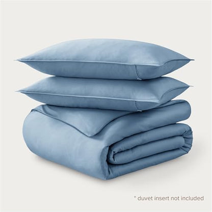 Bare Home 100% OrganicSateen Duvet Cover Set (King/Cal King, Dusty Blue)