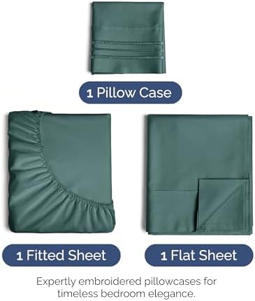 Twin Size 3 Piece Sheet Set - Ultra Soft & Cooling Bed Sheets - Dusty Teal