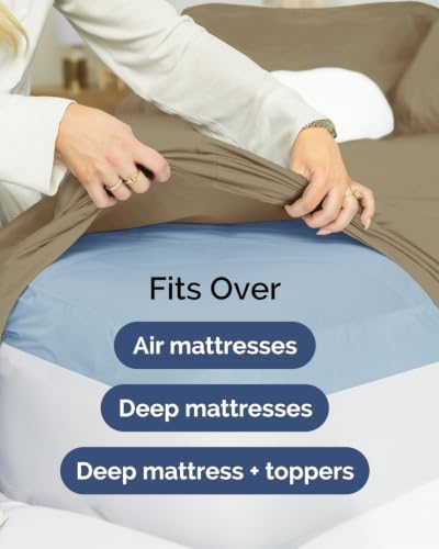 CGK Linens 2 Pack Extra Deep Queen Fitted Sheets - Khaki