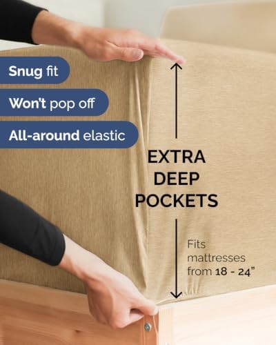 Extra Deep Flex Top Split Head King Sheet Set - 6pc Sheets - Heathered Tan