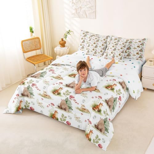 Erosebridal Wild Animals 7 Piece Bed in A Bag Queen Comforter Set