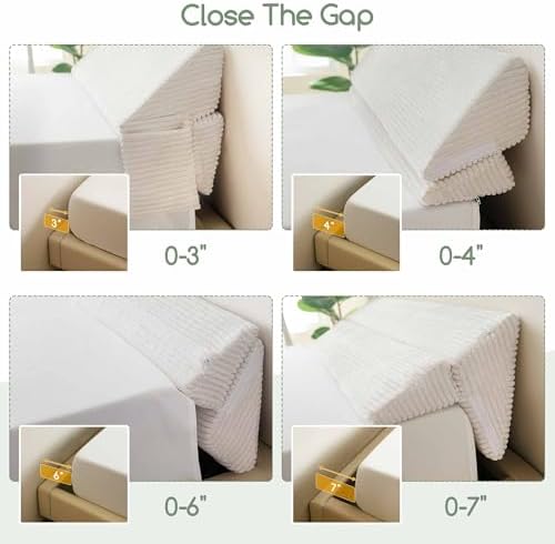 HIGOGOGO Queen Size Wedge Pillow for Headboard Gap - Multi Functional Mattress Wedge Bed Gap Filler Close The Gap (0-7") Between Your Mattress and Headboard or Wall (Beige 60"x11"x9")