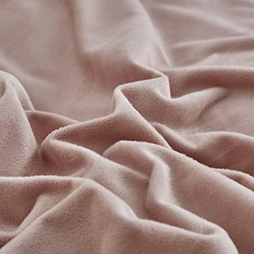 Wellboo Pink Velvet Comforter King Women Girls Light Red Fluffy Bedding