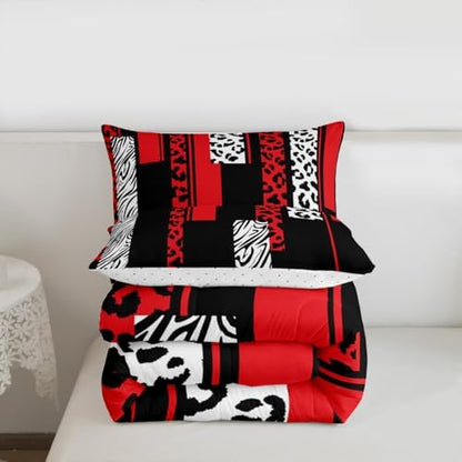Feelyou Animal Print Leopard Zebra Comforter Set Twin Size Kids Boys