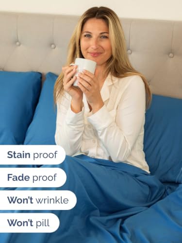 Extra Deep Pocket Split King Sheet Set - Breathable & Cooling - Denim Blue