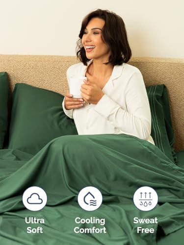 CGK Linens Extra Deep Twin Fitted Sheet - Fitted Sheet Only - Emerald Green