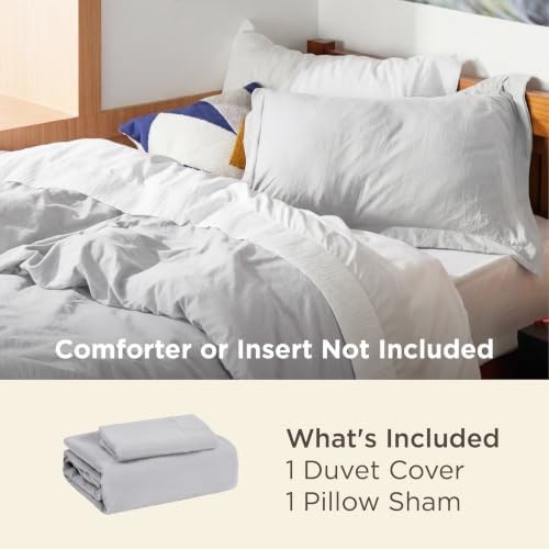Bedsure Prewashed Twin Duvet Cover, Cotton-Like Bedding Set, Light Grey