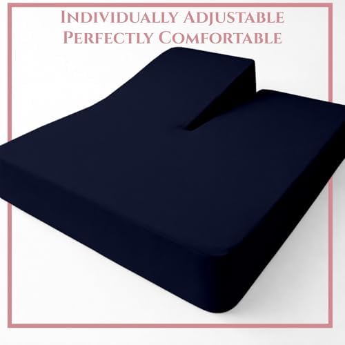 Split Top King Fitted Sheet for Adjustable Beds, 100% Giza Cotton, 34" Flex Head King Size, 1 Pc (Navy)