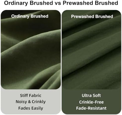 Prewashed King Size Comforter Set 7 Pieces, Dark Green Bed Set