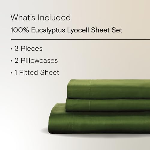 Sijo AiryWeight Tencel Sheet Set, 100% Lyocell Derived from Eucalyptus, Buttery Soft, Architectural Digest Best Cooling Sheets Winner - 3pc - 2 Pillowcases 1 Fitted (Forest, Full)