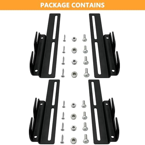 4 Pcs #711 Bed Frame Brackets for Headboard or Footboard, Black