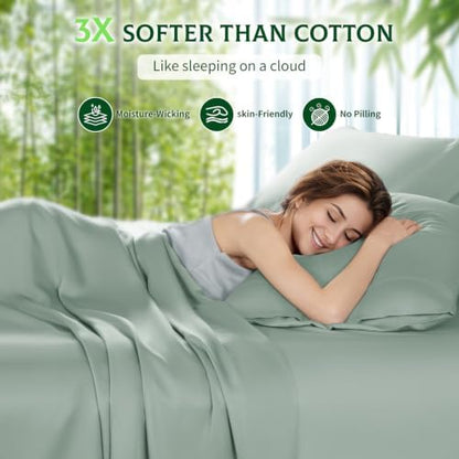 SONORO KATE 100% Viscose Derived from Bamboo_Sheets, Extra Deep Pocket,4PC