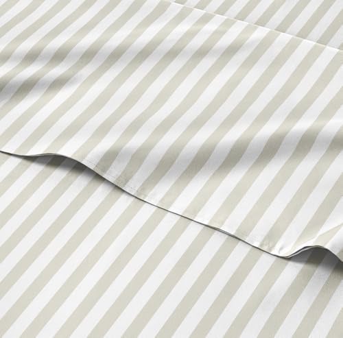Twin XL 3 Piece Striped Sheet Set - Breathable & Cooling - Metro Pinstripe