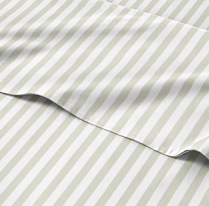 Twin XL 3 Piece Striped Sheet Set - Breathable & Cooling - Metro Pinstripe