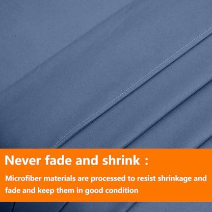 TAIMIT Slate Blue Twin Size Comforter Set - 5 Pieces, Bed in a Bag Bedding Sets with All Season Soft Quilted Warm Fluffy Reversible Comforter,Flat Sheet,Fitted Sheet,1 Pillow Shams,1 Pillowcases