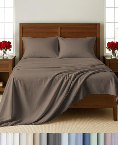 California Design Den Softest 100% Cotton Sateen King Size Bedsheets, 4 Pcs