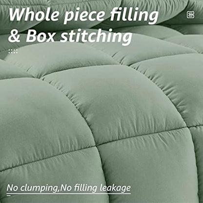 HYLEORY All Season Twin Size Bed Comforter - Cooling Down Alternative Quilted Duvet Insert with Corner Tabs - Winter Warm - Machine Washable - Sage Green