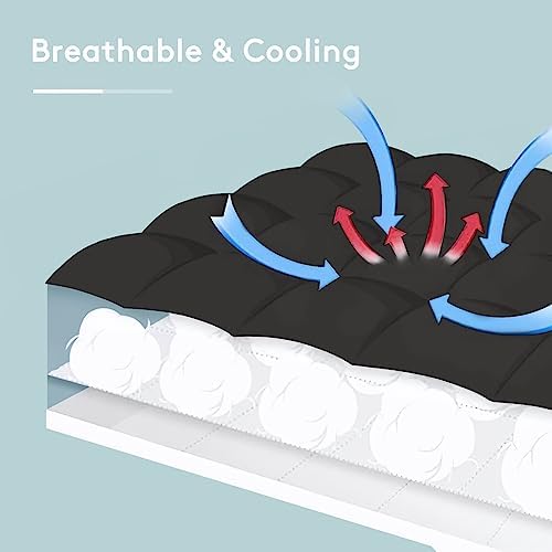SameBed Mattress Topper Twin XL,Extra Thick Mattress Pad Cover for Back Pain,Cooling Mattress Protector with 8-21 Inch Deep Pocket,Overfilled Down Alternative Filling,Black