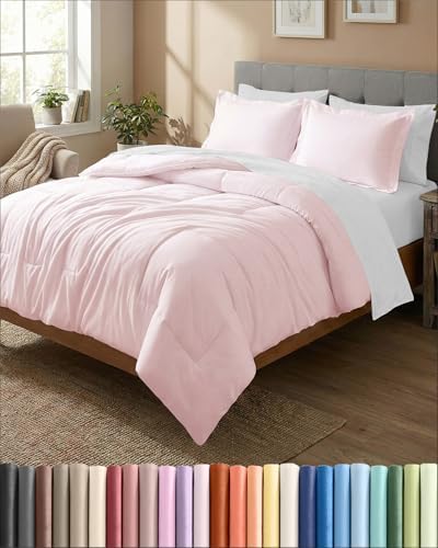 King Comforter Set - Lavender Pink All Season Bedding - 3 Piece Bed Set