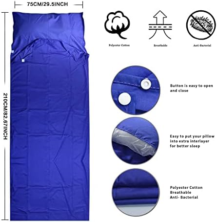 Travel and Camping Sheet Sleeping Bag Liner - Lightweight Compact and Portable Adult Sleeping Bag - Ideal for Traveling,Hostels and Camping