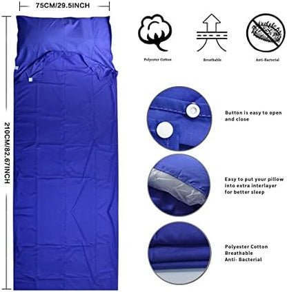 Travel and Camping Sheet Sleeping Bag Liner - Lightweight Compact and Portable Adult Sleeping Bag - Ideal for Traveling,Hostels and Camping