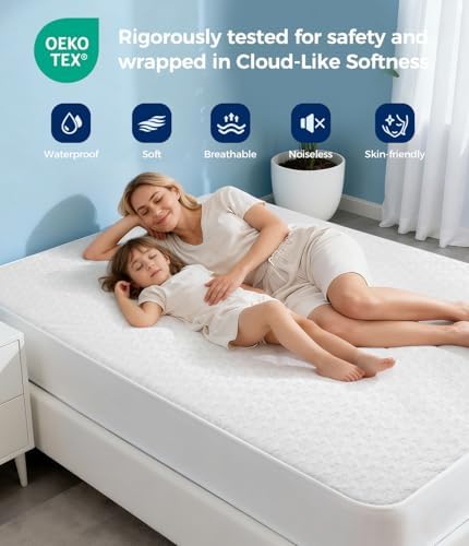 Queen Waterproof Mattress Protector, Breathable Cooling Bed Cover