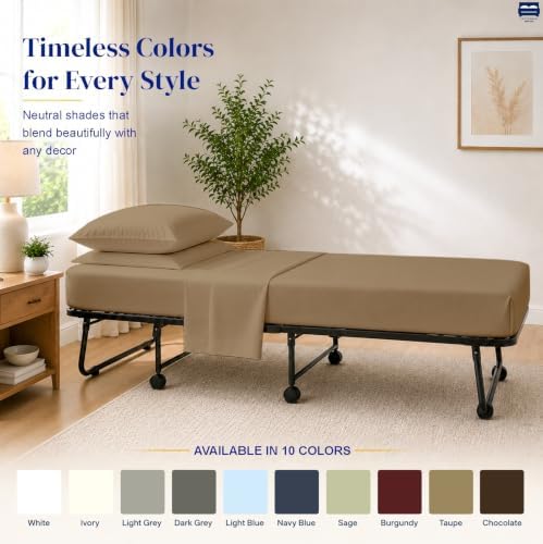 Cottingon 4 PC Cot Sheet Set 30"X75", Egyptian Cotton, Taupe