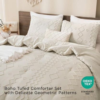 Andency King Size Comforter Set Beige, 3 Pieces Bedding