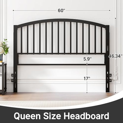 Weehom Metal Queen Headboard Only with LED Lights and USB, Black