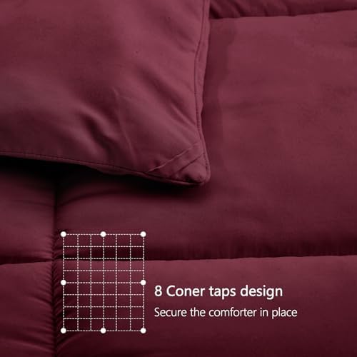 Queen Comforter, All Season Down Alternative Burgundy Duvet Insert
