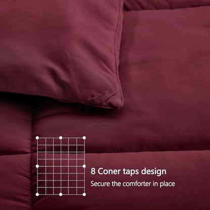 Queen Comforter, All Season Down Alternative Burgundy Duvet Insert