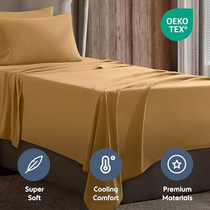 Nestl Twin Sheet Set - Bed Sheets - Camel Gold - 3-Piece Deep Pocket