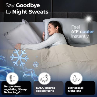 Silvery Cooling Comforter – Award-Winning Self-Cooling Blanket for Hot Sleepers with Self-Cleaning NEW, (Soft Ivory, Cali, King)