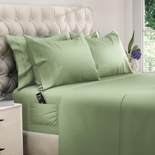 DREAMCARE California King Sheet Sets - 6 pcs Breathable Cooling Sheets