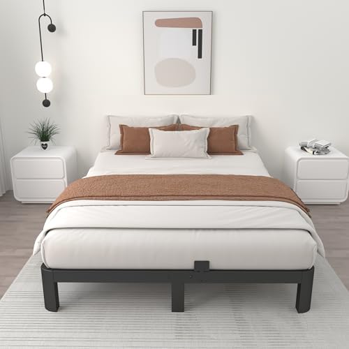 ITIMIDI 6 Inch King Platform Bed, Heavy Duty Steel, No Box Spring, Black
