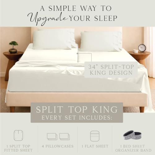 KARISSA MAE 6 Piece Luxury Bamboo Viscose 34" Split Top King Size Sheet Set
