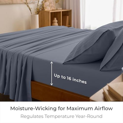 Mellanni Iconic 4-Piece, Ultra Soft Sheet Set (Cal King, Mineral Gray)
